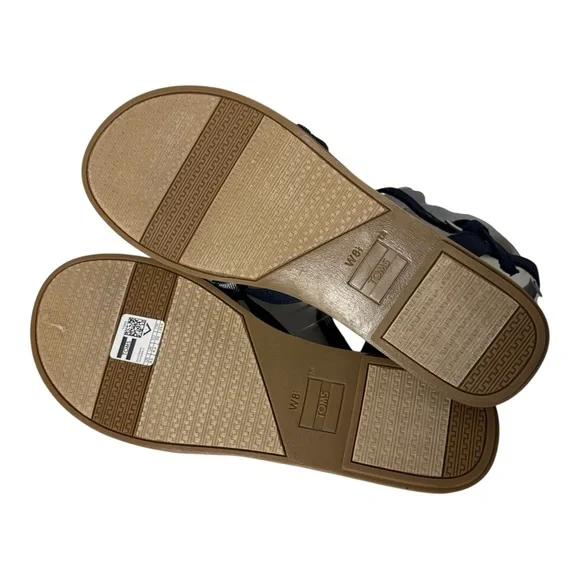 TOMS Lexie Flat Sandals Navy Chambray Shoe Toe Post Ankle Strap Women’s Sz 8.5 - Picture 8 of 8